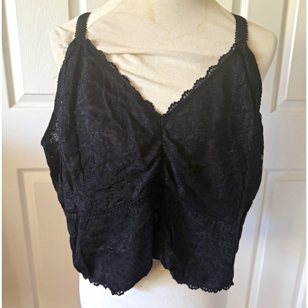 Torrid Curve Bralette 6 / 6X Black Floral Lace Longline Cami Adjustable Straps